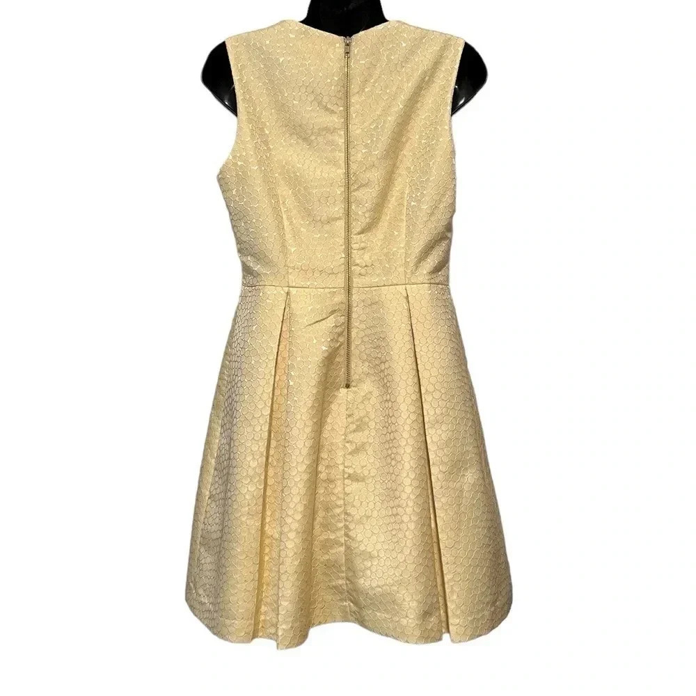 🍀2/$22 Forever 21 Yellow Sleeveless Geometric Fit Flare Mini Dress Womens Medium - Picture 3 of 13